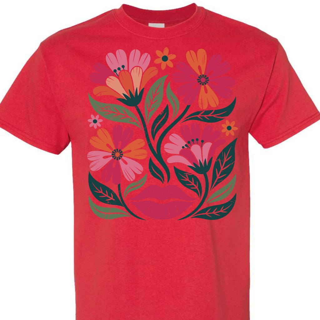 Women's Floral Graphic Tee Colorful Flower Design T-Shirt