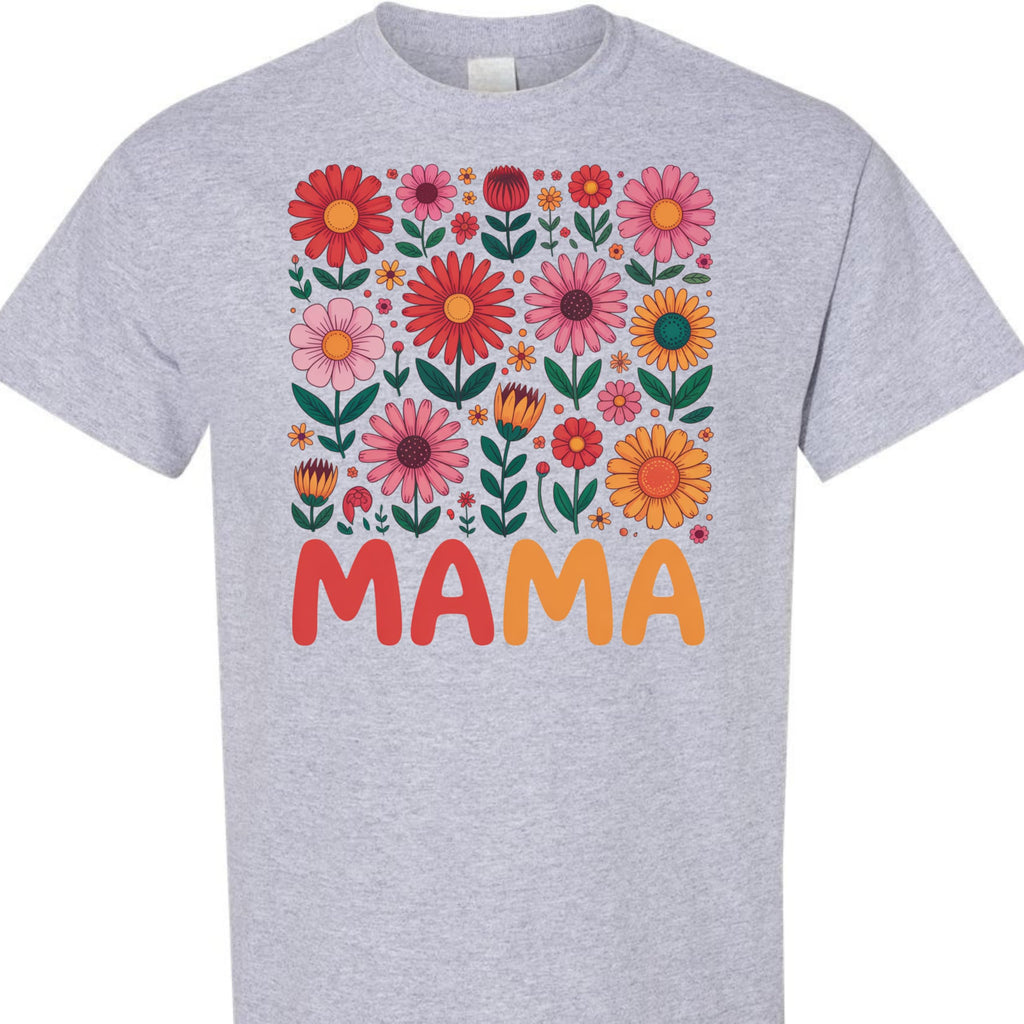 Mama Flower Shirt for Women, Cute Floral Graphic Tee, Retro Wildflower T-Shirt