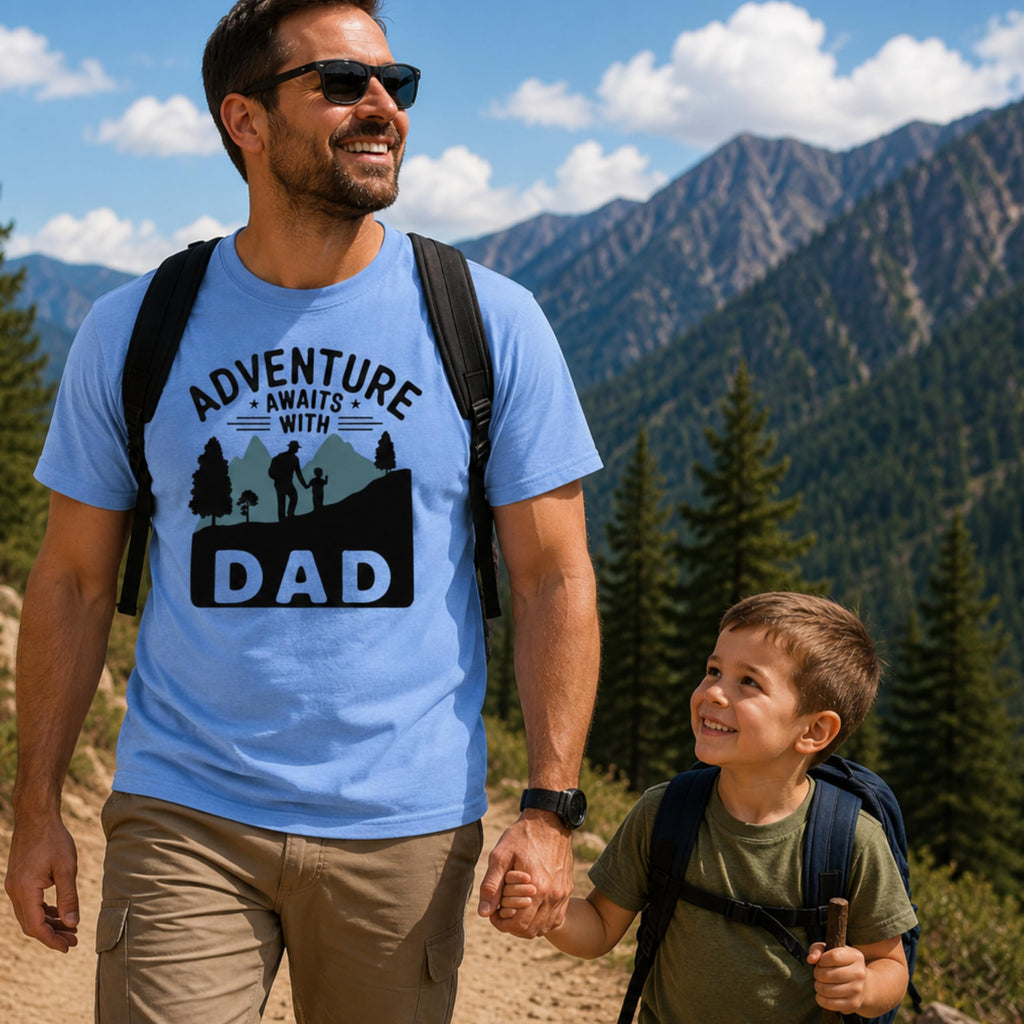World and Space Adventure Awaits with Dad Shirt, Fathers Day Hiking Camping T-Shirt