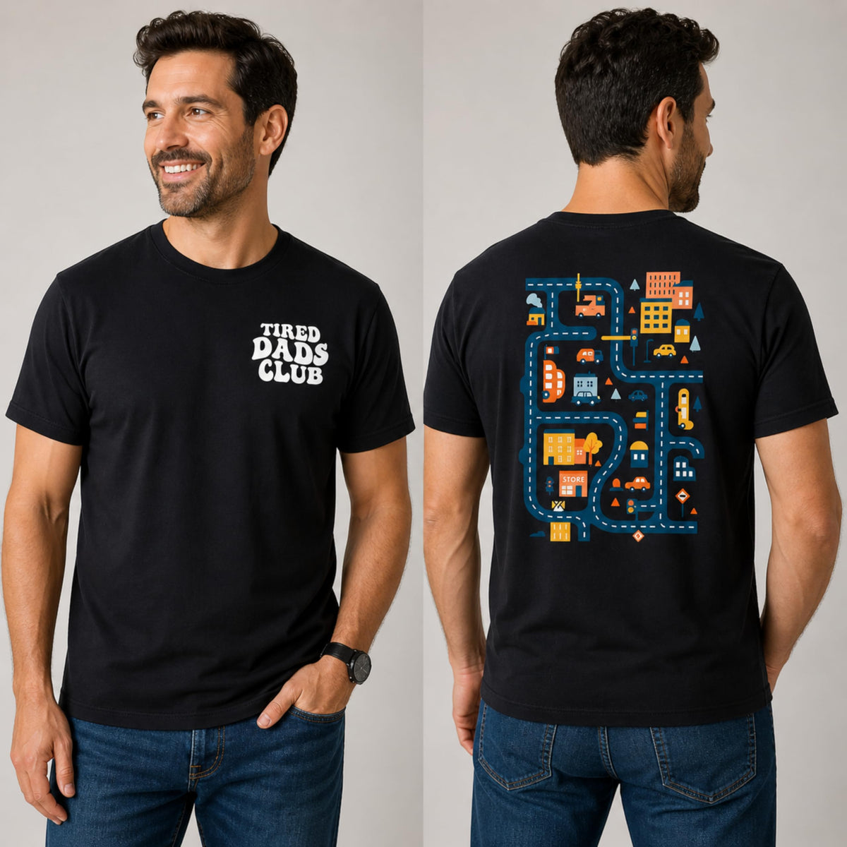 Tired Dads Club Shirt, Play Cars On Dad's Back Mat Road Car Race Track Shirt, Gift for Father