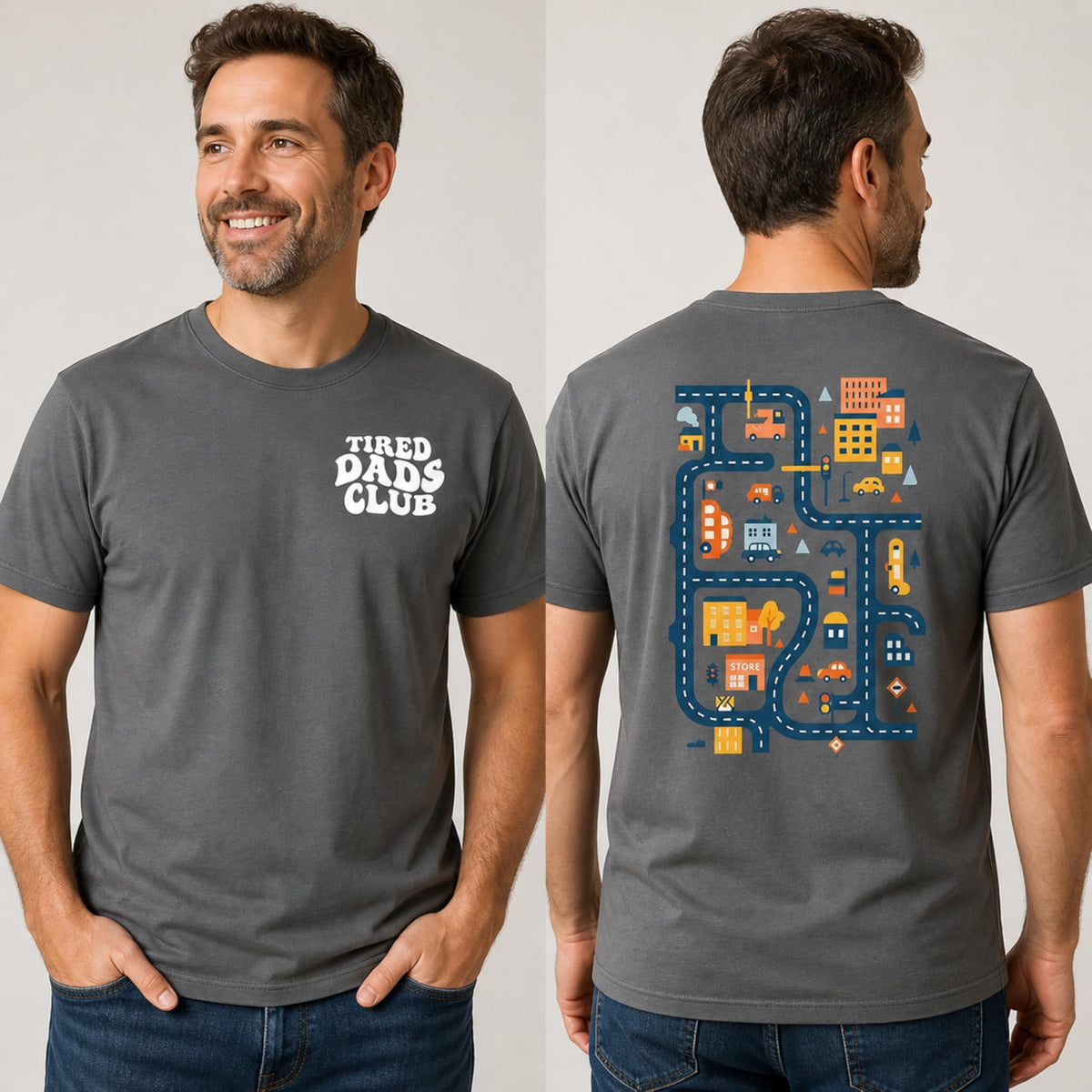 Tired Dads Club Shirt, Play Cars On Dad's Back Mat Road Car Race Track Shirt, Gift for Father