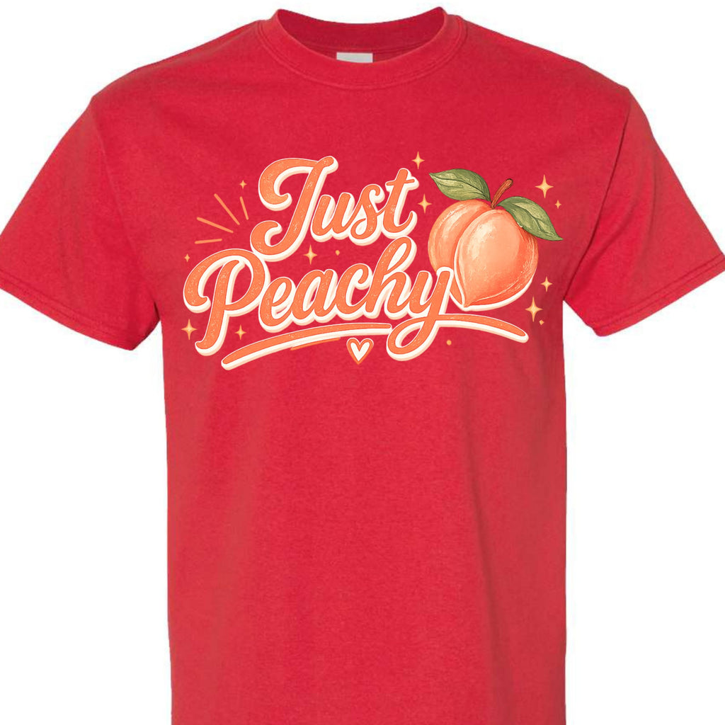 Just Peachy Shirt for Women, Cute Peach Graphic Tee, Aesthetic Summer Fruit T-Shirt, Funny Positive Vibe, Trendy Top