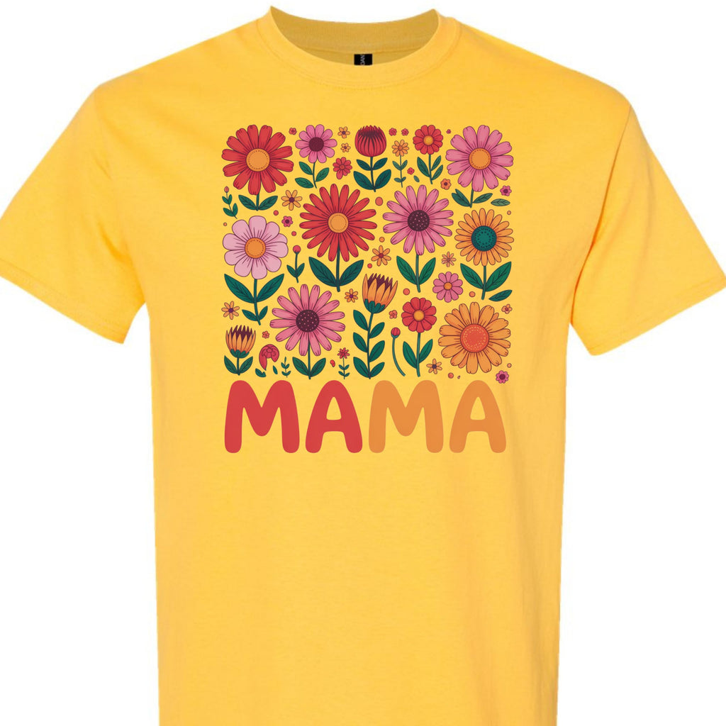 Mama Flower Shirt for Women, Cute Floral Graphic Tee, Retro Wildflower T-Shirt