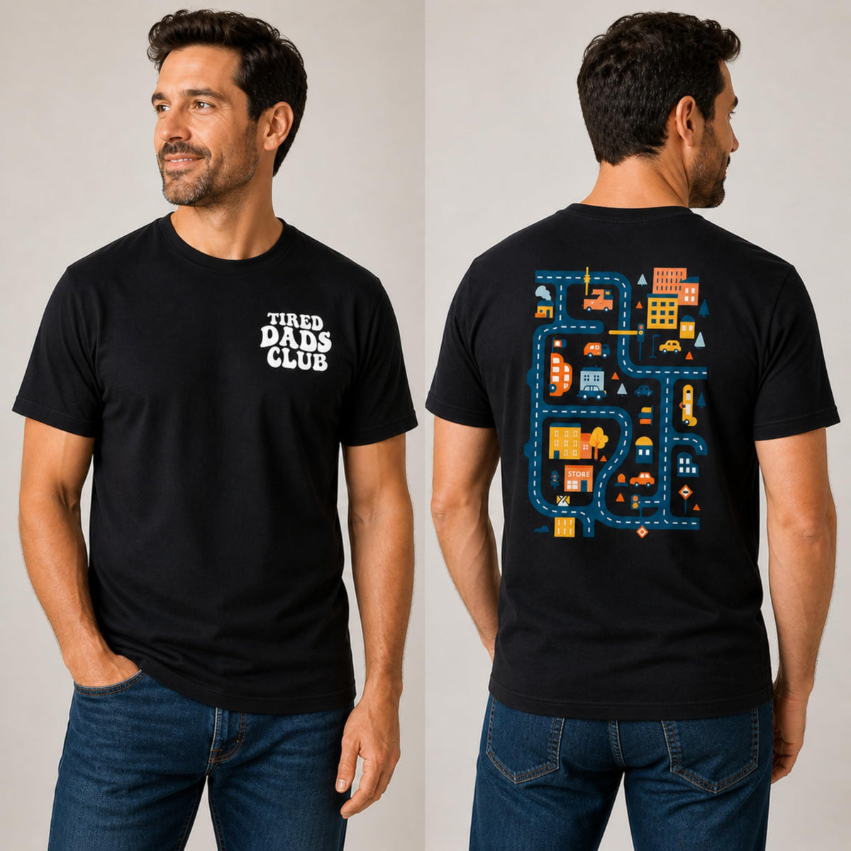 Tired Dads Club Shirt, Play Cars On Dad's Back Mat Road Car Race Track Shirt, Gift for Father