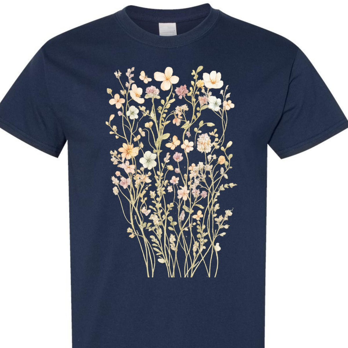 Boho Wildflower Floral T-Shirt for Women, Vintage Botanical Graphic Tee, Aesthetic Nature Theme, Casual Summer Top