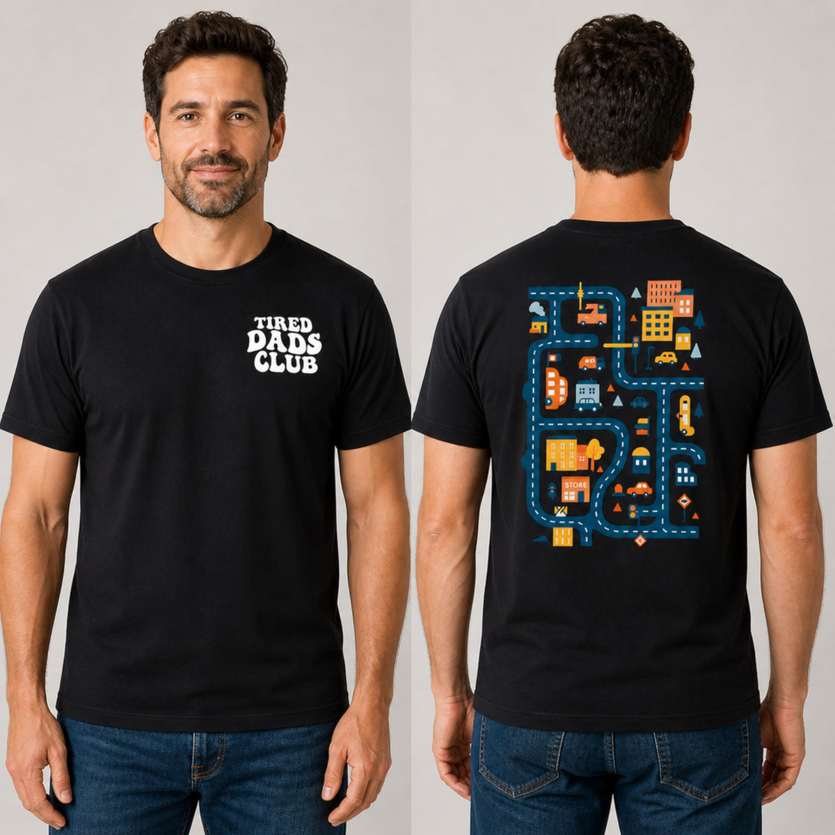 Tired Dads Club Shirt, Play Cars On Dad's Back Mat Road Car Race Track Shirt, Gift for Father