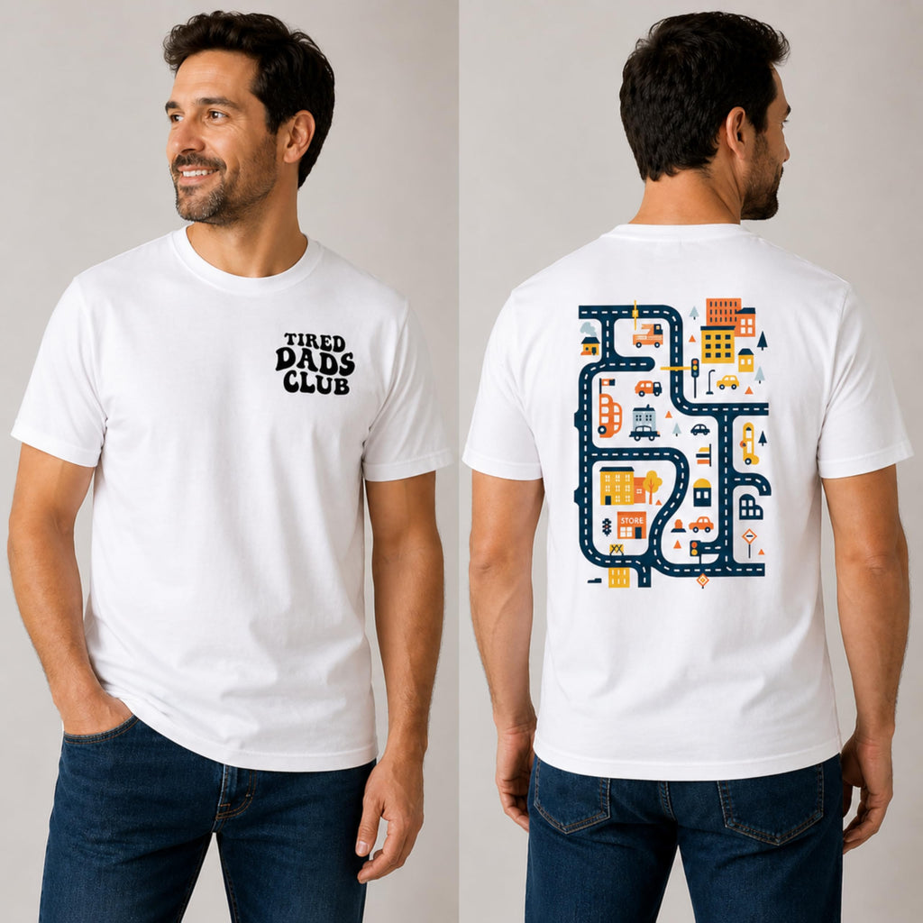 Tired Dads Club Shirt, Play Cars On Dad's Back Mat Road Car Race Track Shirt, Gift for Father
