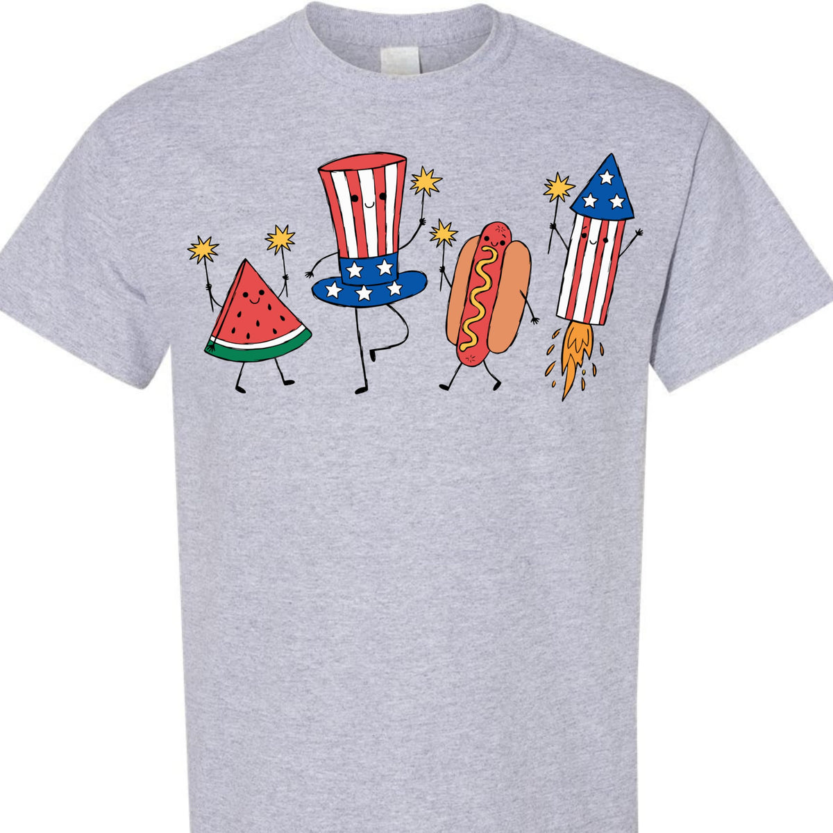 July 4th Patriotic Graphic Tee for Women, Independence Day American Flag Fireworks Top, USA Summer Shirt