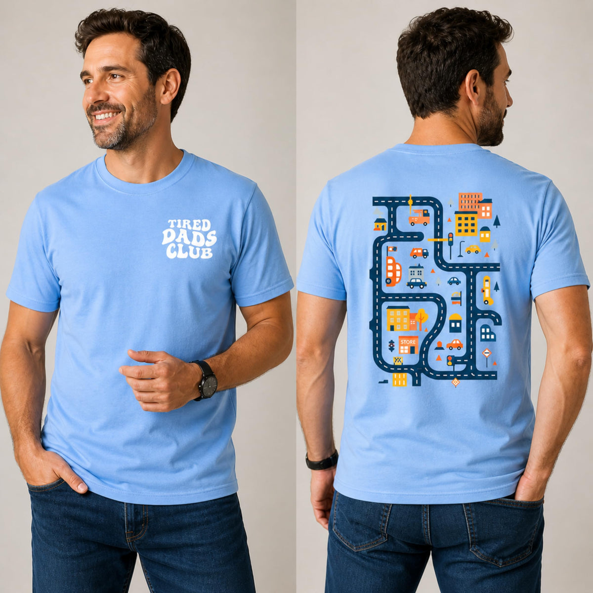 Tired Dads Club Shirt, Play Cars On Dad's Back Mat Road Car Race Track Shirt, Gift for Father