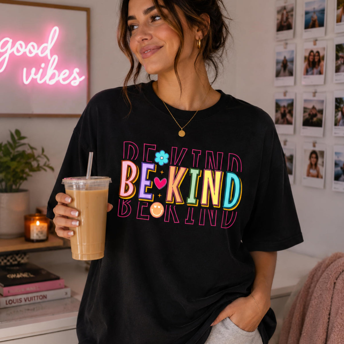 Be Kind Shirt for Women Men, Retro Kindness Graphic Tee, Inspirational Positive Quote, Positiveness