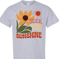 Seek The Sunshine Positive Quote Sunflower Graphic Tee for Women, Cute Floral T-Shirt