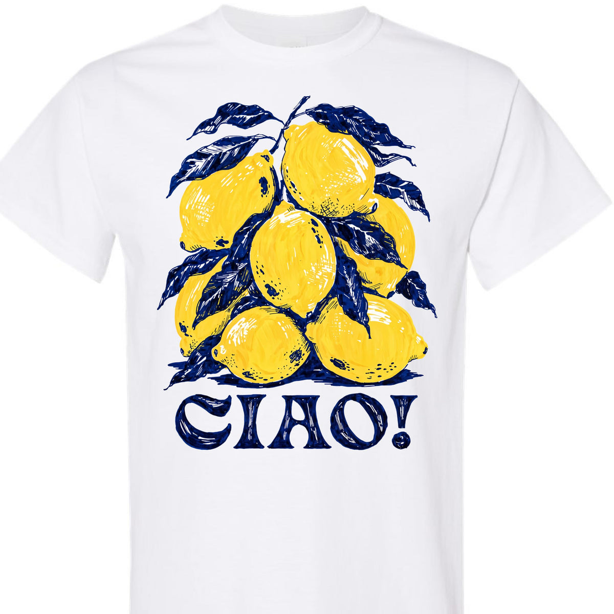 Ciao Lemon Citrus Fruit Graphic Tee Retro Italian Summer Shirt