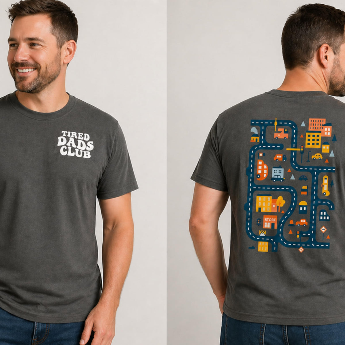 Tired Dads Club Shirt, Play Cars On Dad's Back Mat Road Car Race Track Shirt, Gift for Father