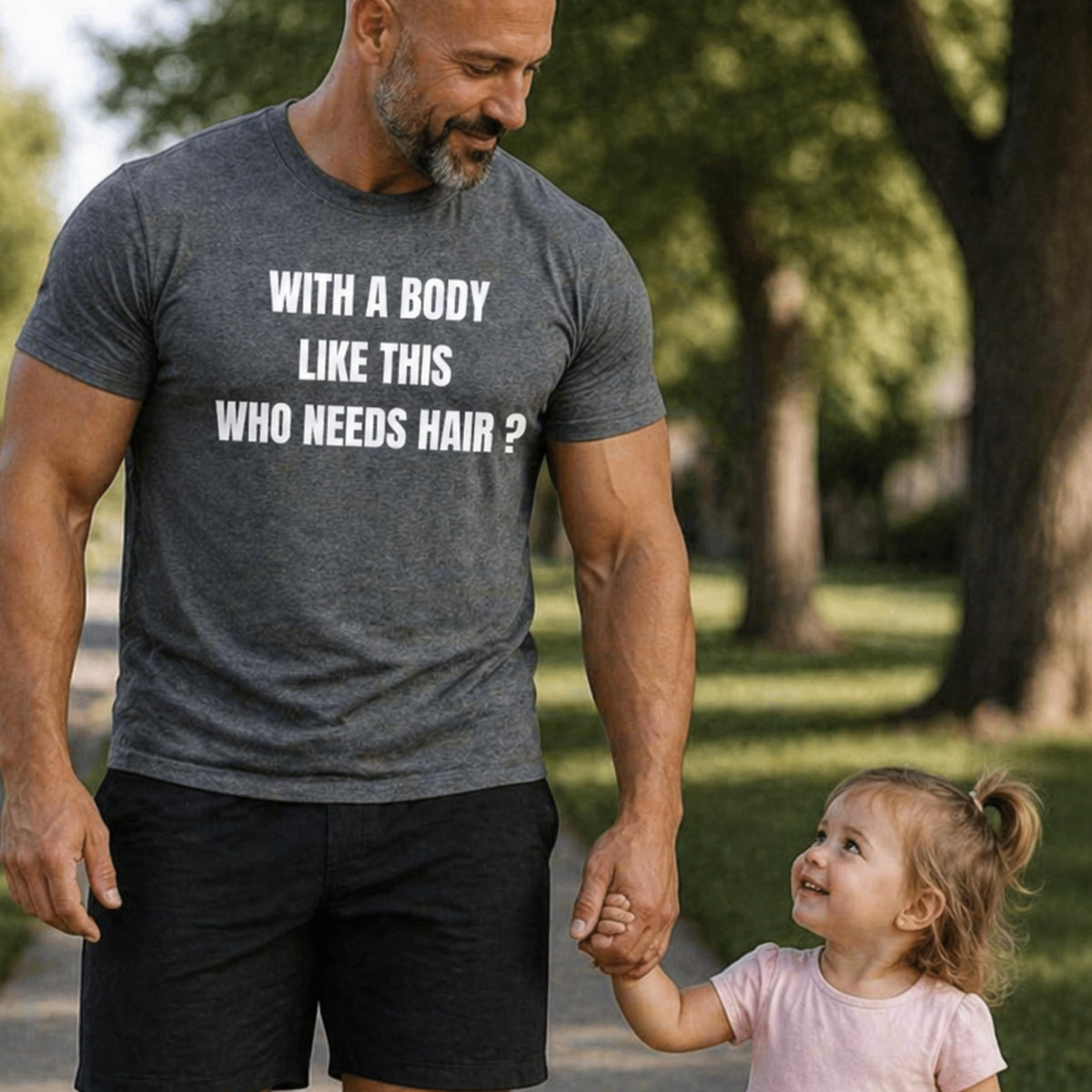 with a Body Like This Who Needs Hair Funny Confidence Graphic T-Shirt