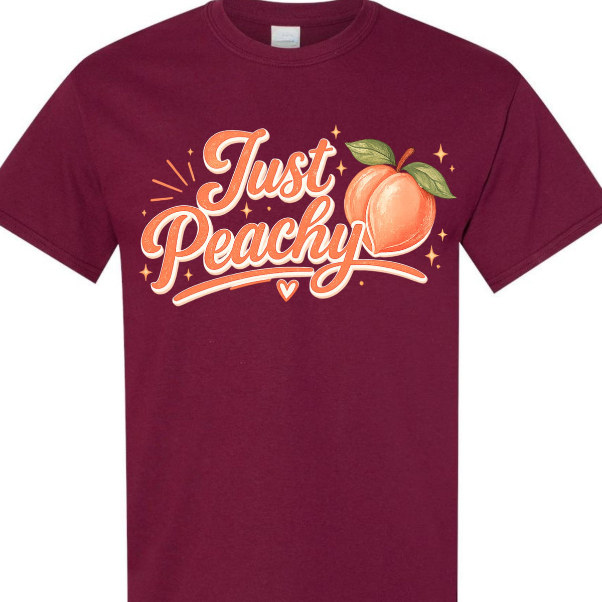 Just Peachy Shirt for Women, Cute Peach Graphic Tee, Aesthetic Summer Fruit T-Shirt, Funny Positive Vibe, Trendy Top