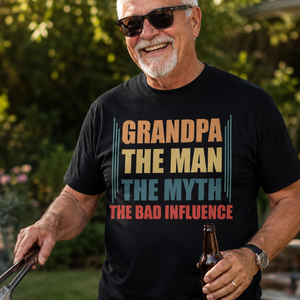 Funny Grandpa Shirt, The Man The Myth The Bad Influence, Graphic T-Shirt