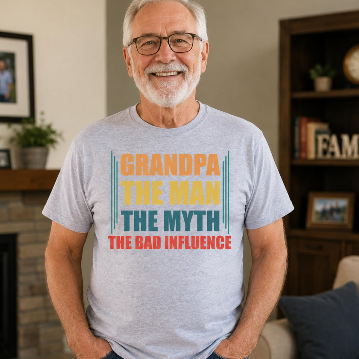 Funny Grandpa Shirt, The Man The Myth The Bad Influence, Graphic T-Shirt