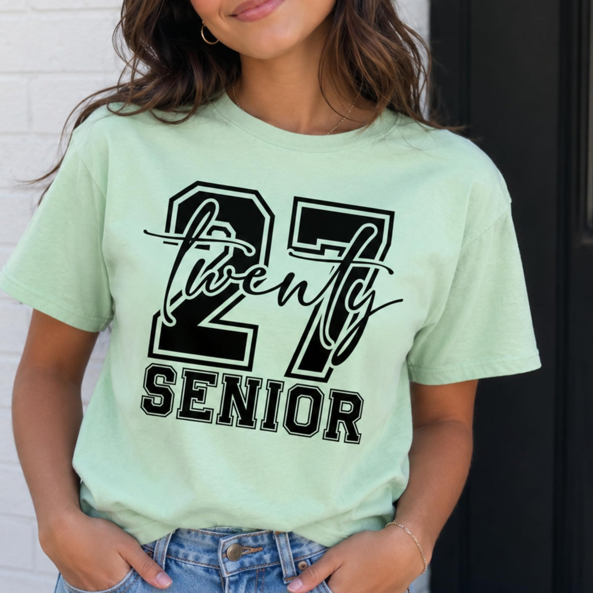 World and Space Senior 2027 T-Shirt for Teen Girls, Class of 2027 Graduation Tee, Trendy Senior Year Outfit