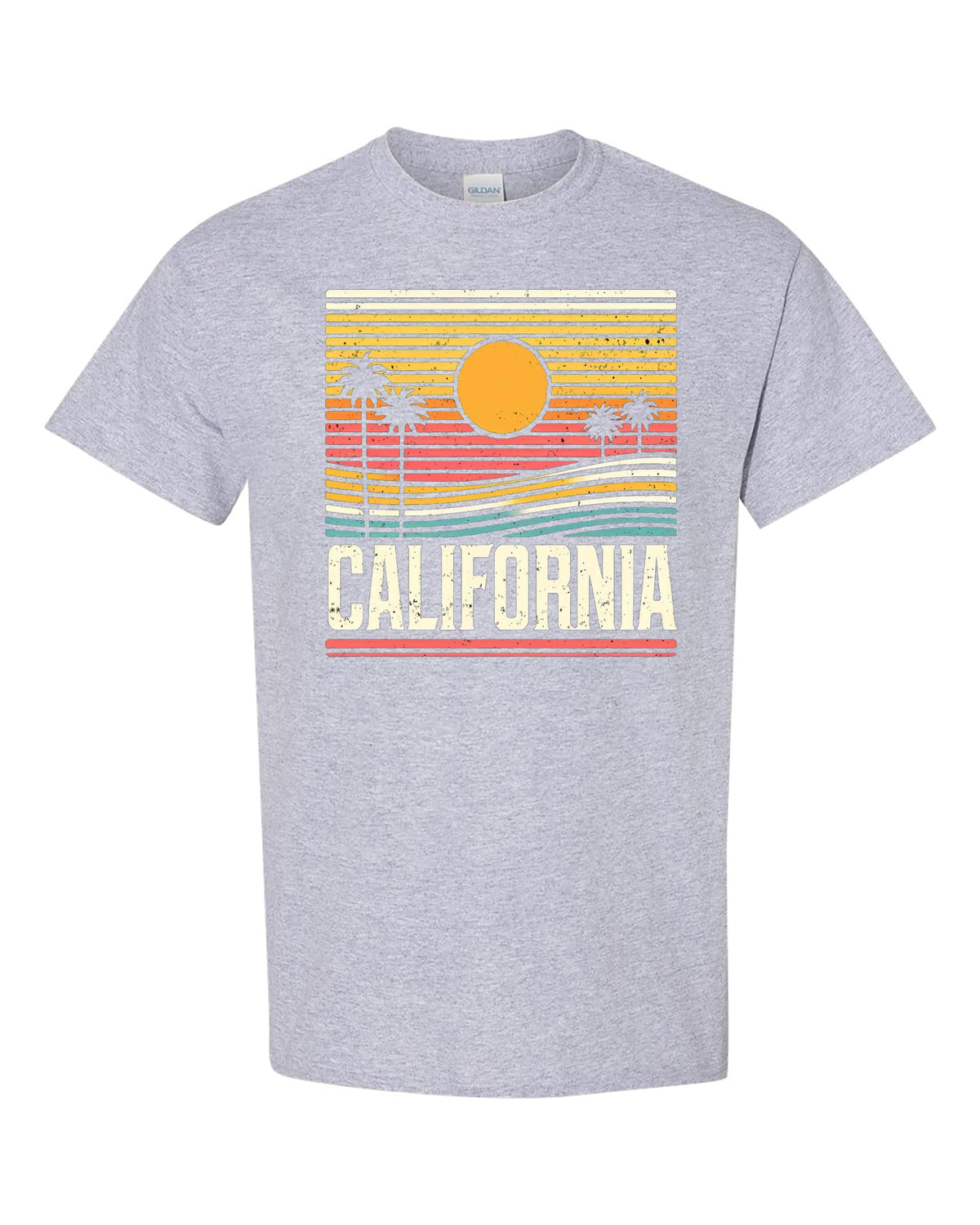 Vintage California Sunset T-Shirt, Beach Scene Graphic Tee, Cotton, Men & Women