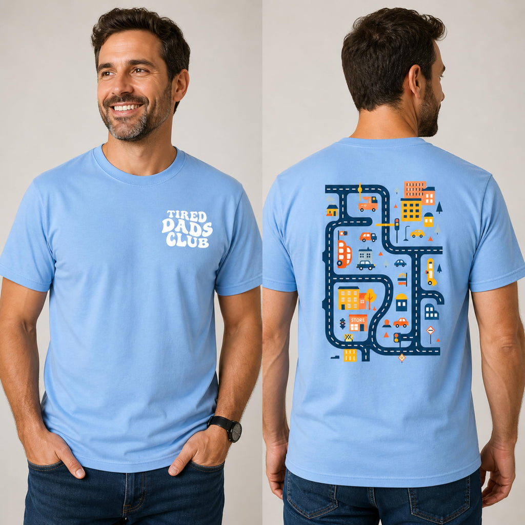 Tired Dads Club Shirt, Play Cars On Dad's Back Mat Road Car Race Track Shirt, Gift for Father