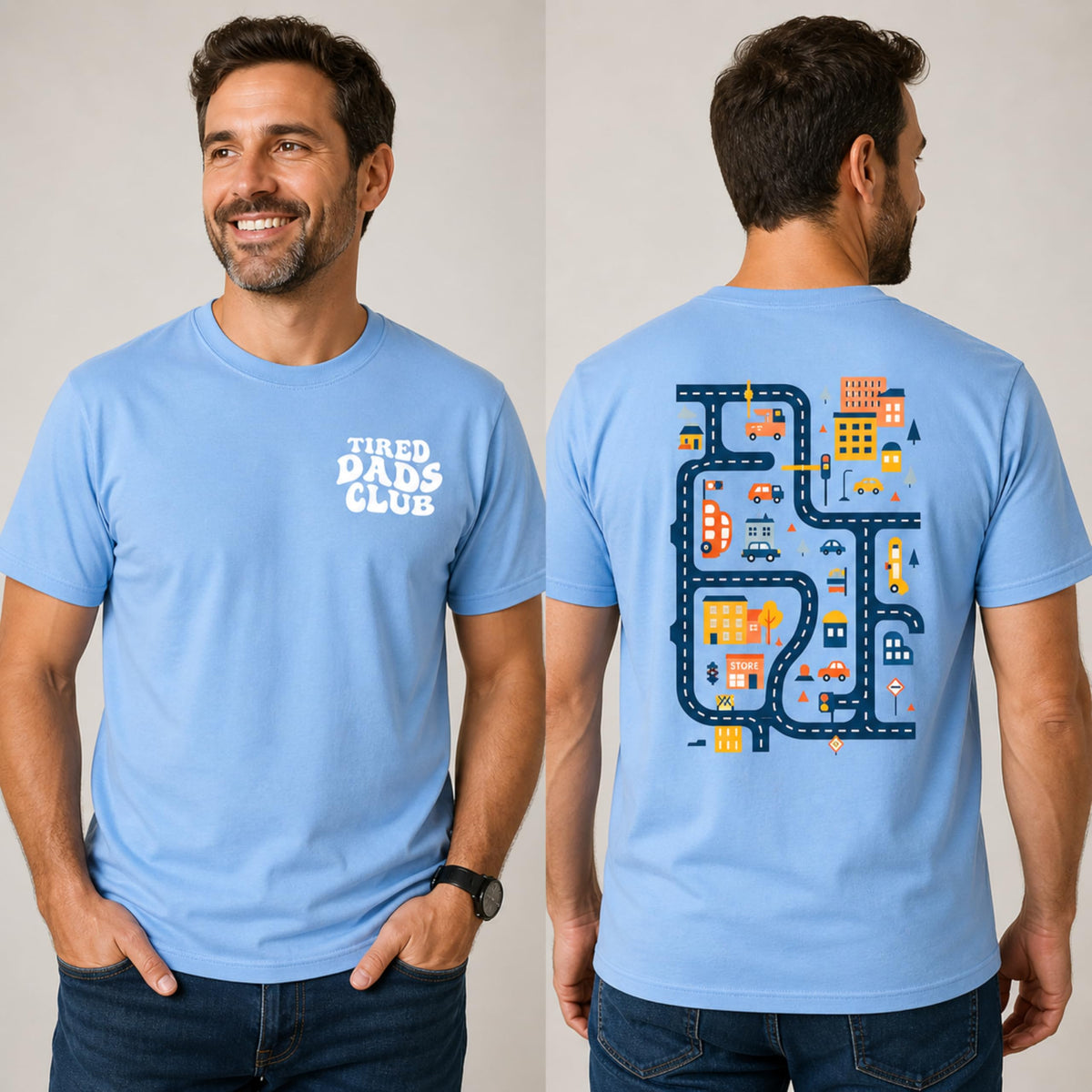 Tired Dads Club Shirt, Play Cars On Dad's Back Mat Road Car Race Track Shirt, Gift for Father