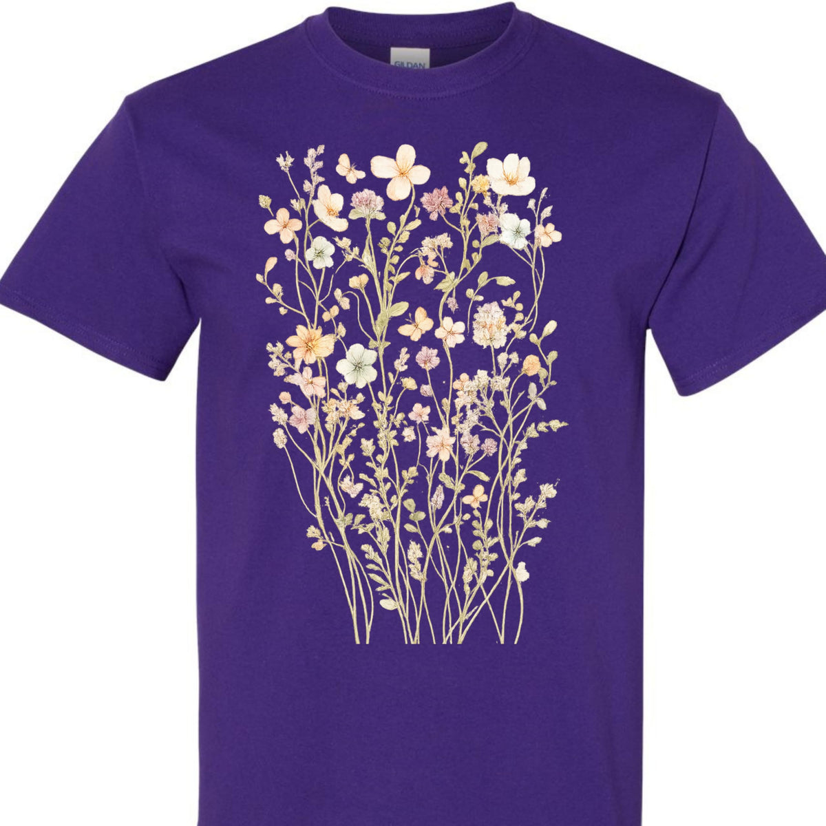 Boho Wildflower Floral T-Shirt for Women, Vintage Botanical Graphic Tee, Aesthetic Nature Theme, Casual Summer Top