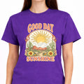 Good Day Sunshine Graphic T-Shirt for Women, Soft Cotton, Vintage Boho Desert Sun Cactus Floral Design, Summer