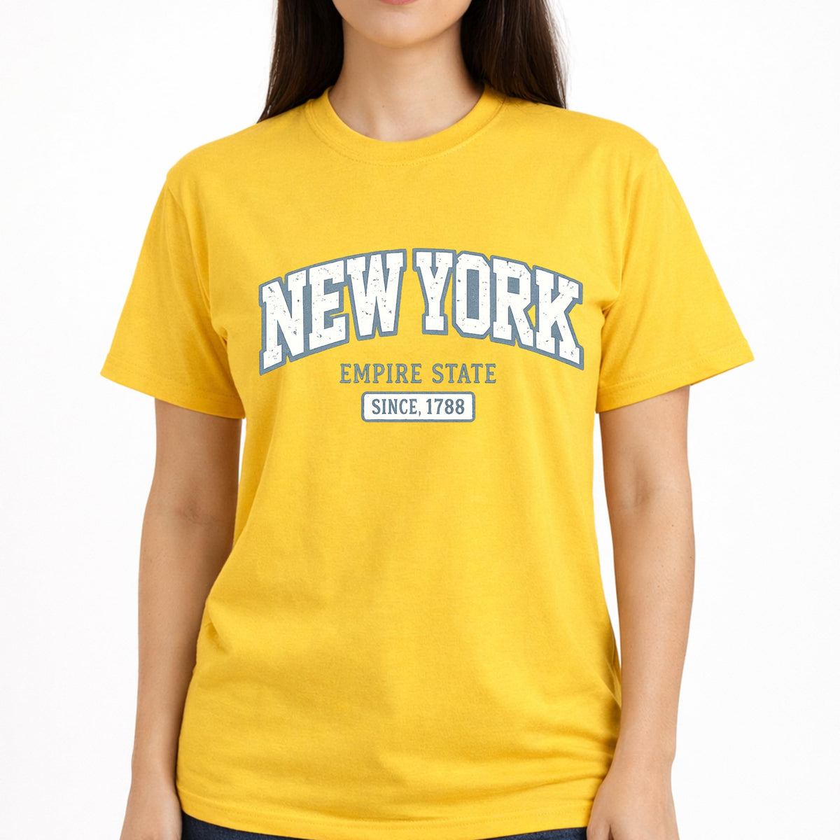 New York Empire State 1788 Women's Graphic Tee, Premium Soft Cotton, Vintage NYC Street Style, Lightweight Casual Summer Top