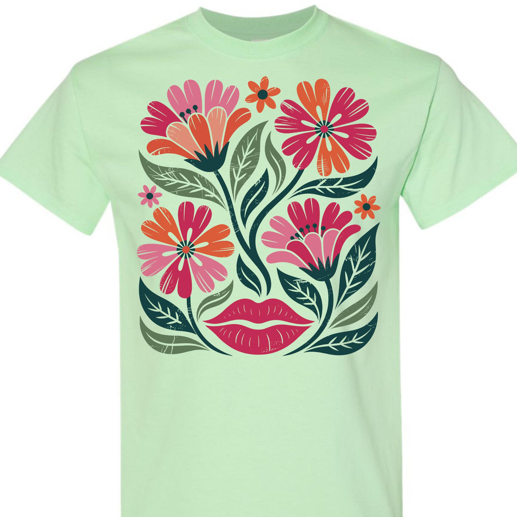 Women's Floral Graphic Tee Colorful Flower Design T-Shirt