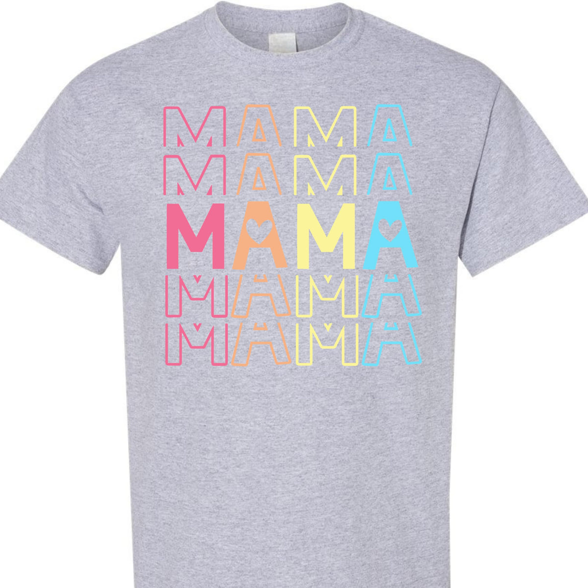 Mama Graphic T-Shirt with Pastel Heart for Women