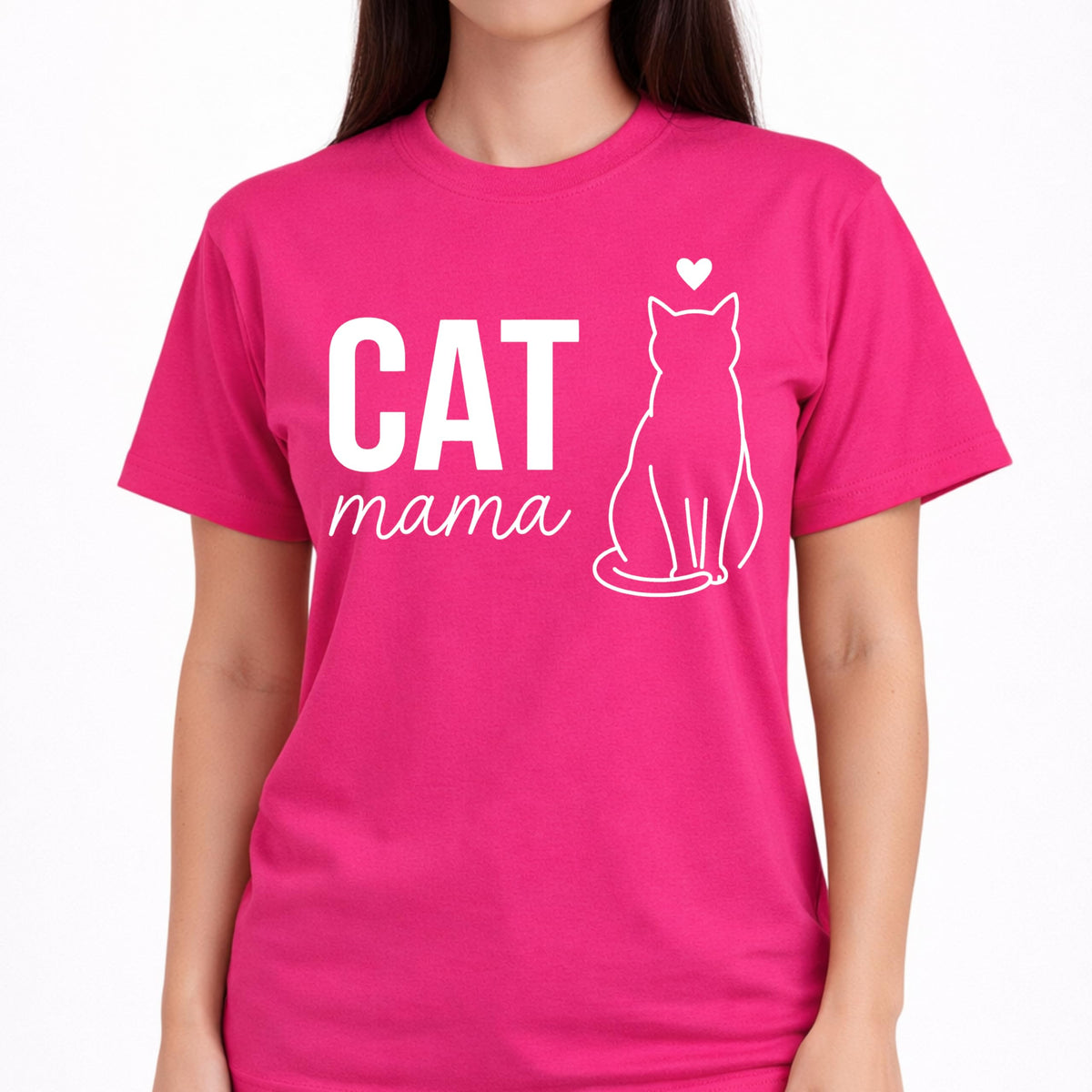 Cat Mama T-Shirt for Women, Cute Cat Lover Graphic Tee, Minimalist Pet Shirt, Casual Soft Cotton Top
