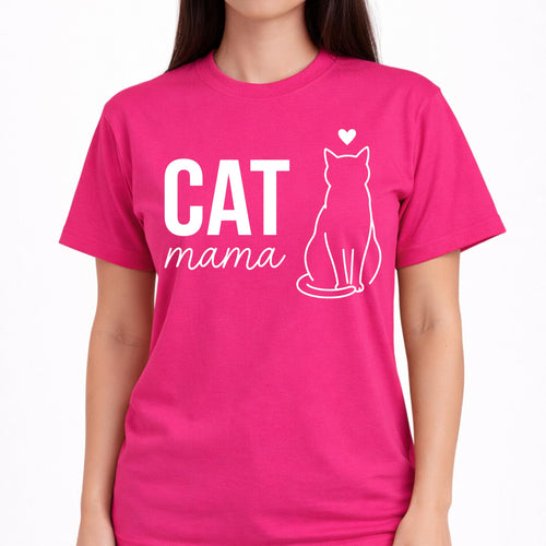 Cat Mama T-Shirt for Women, Cute Cat Lover Graphic Tee, Minimalist Pet Shirt, Casual Soft Cotton Top