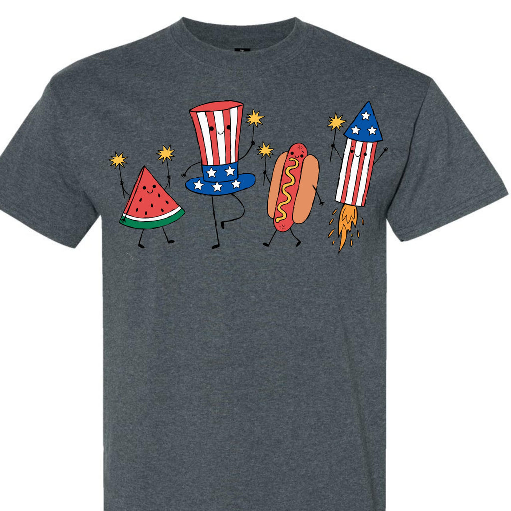July 4th Patriotic Graphic Tee for Women, Independence Day American Flag Fireworks Top, USA Summer Shirt