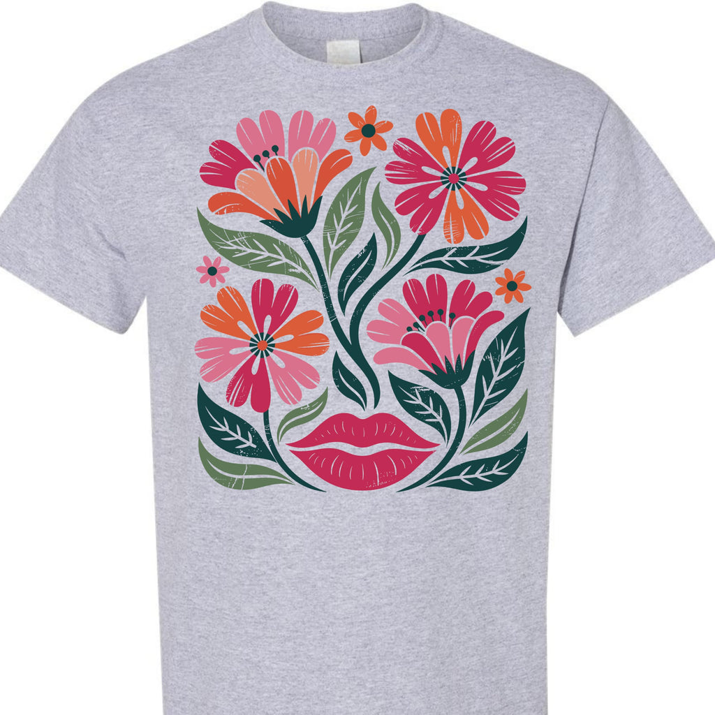 Women's Floral Graphic Tee Colorful Flower Design T-Shirt