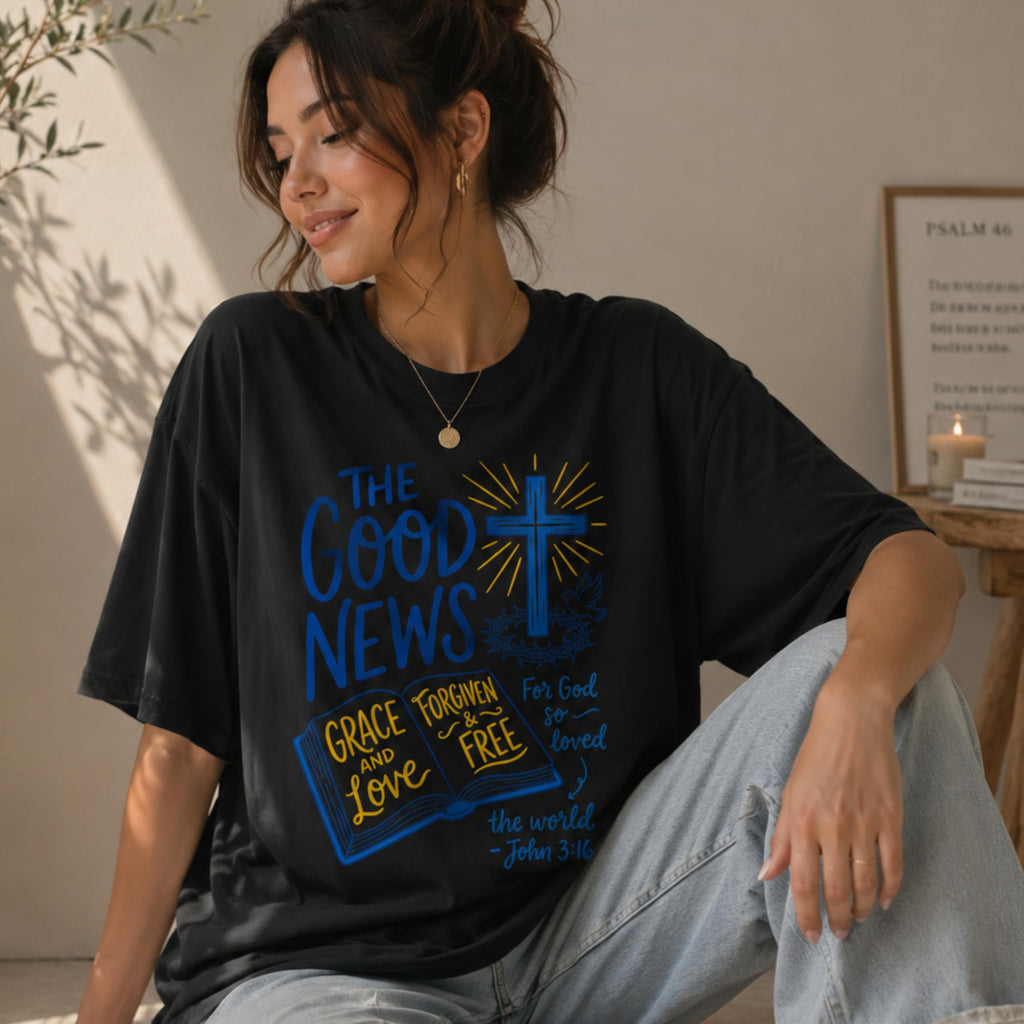 Christian Shirt for Women and Men, John 3:16 Graphic Tee, Faith Based Jesus Cross Bible Verse, Religious Gift for Mom, Dad