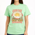 Good Day Sunshine Graphic T-Shirt for Women, Soft Cotton, Vintage Boho Desert Sun Cactus Floral Design, Summer