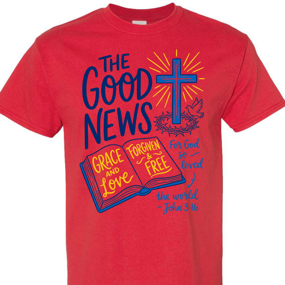 Christian Shirt for Women and Men, John 3:16 Graphic Tee, Faith Based Jesus Cross Bible Verse, Religious Gift for Mom, Dad