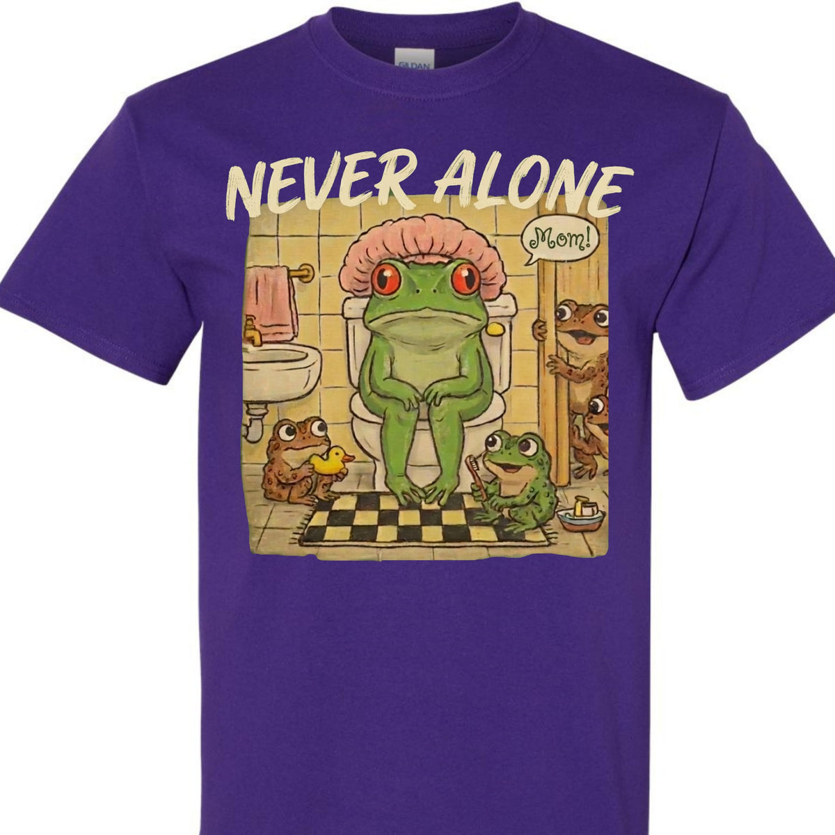 Never Alone Frog Mom Funny Graphic T-Shirt for Women