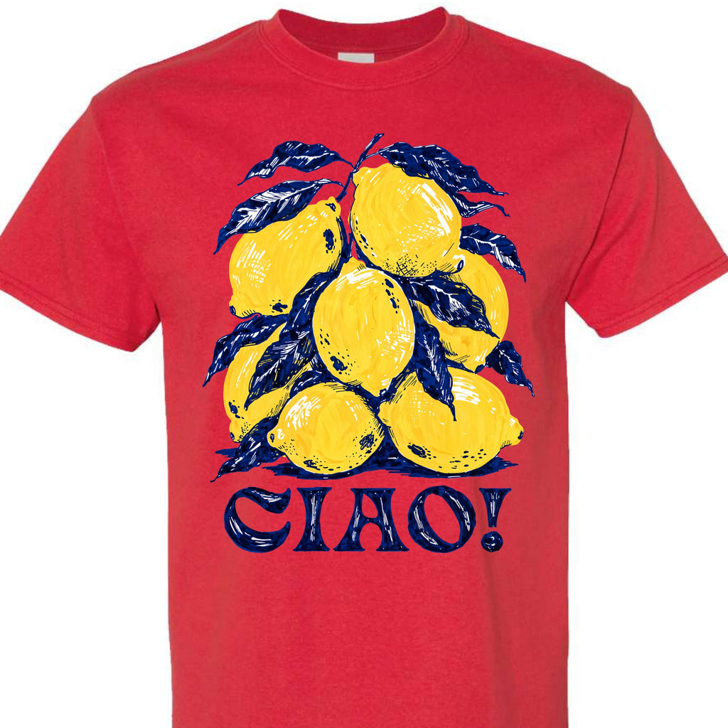 Ciao Lemon Citrus Fruit Graphic Tee Retro Italian Summer Shirt