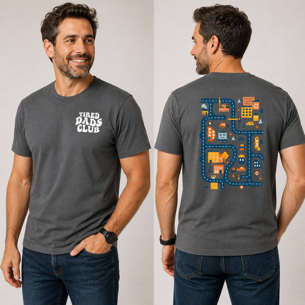 Tired Dads Club Shirt, Play Cars On Dad's Back Mat Road Car Race Track Shirt, Gift for Father