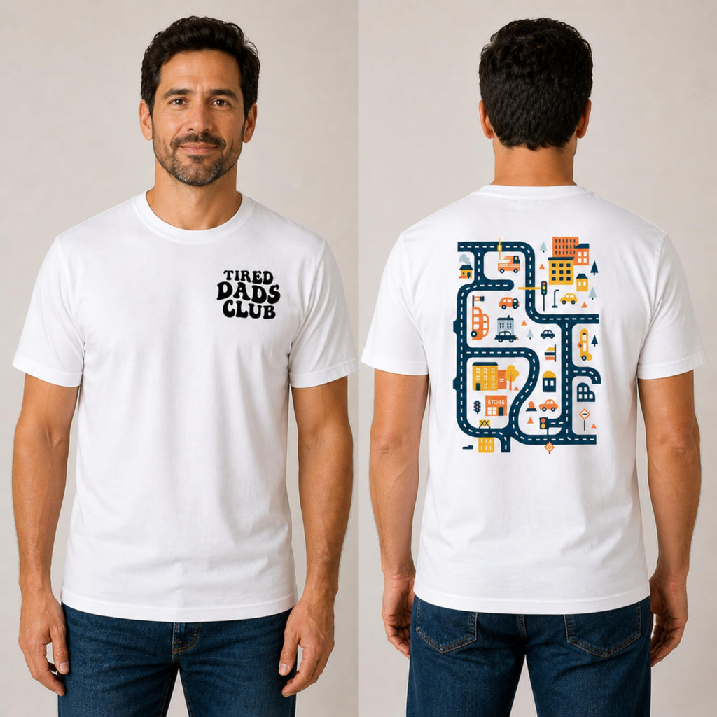 Tired Dads Club Shirt, Play Cars On Dad's Back Mat Road Car Race Track Shirt, Gift for Father