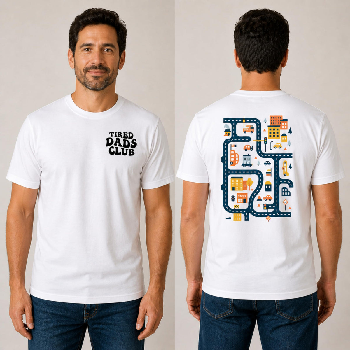 Tired Dads Club Shirt, Play Cars On Dad's Back Mat Road Car Race Track Shirt, Gift for Father