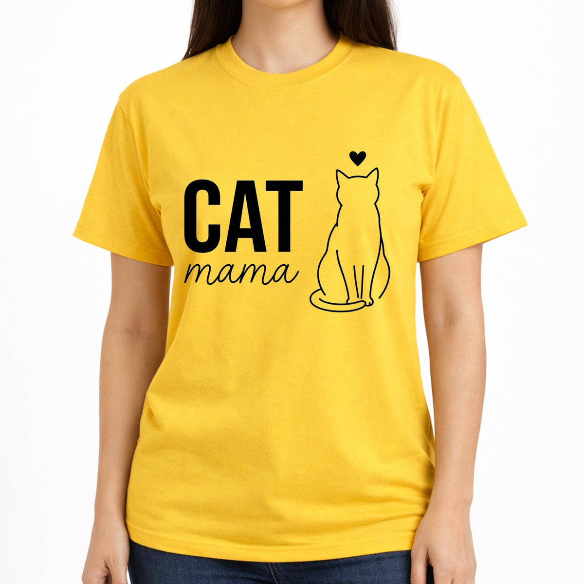 Cat Mama T-Shirt for Women, Cute Cat Lover Graphic Tee, Minimalist Pet Shirt, Casual Soft Cotton Top