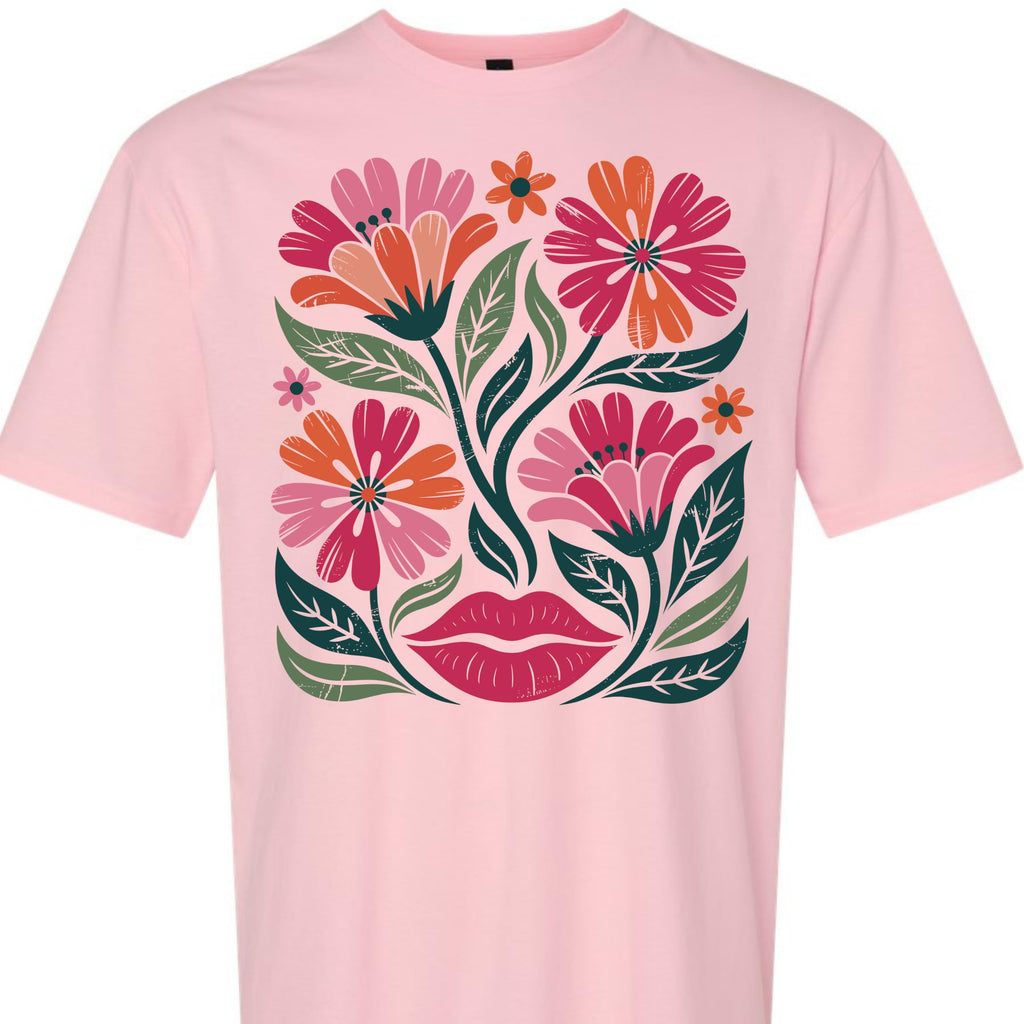 Women's Floral Graphic Tee Colorful Flower Design T-Shirt