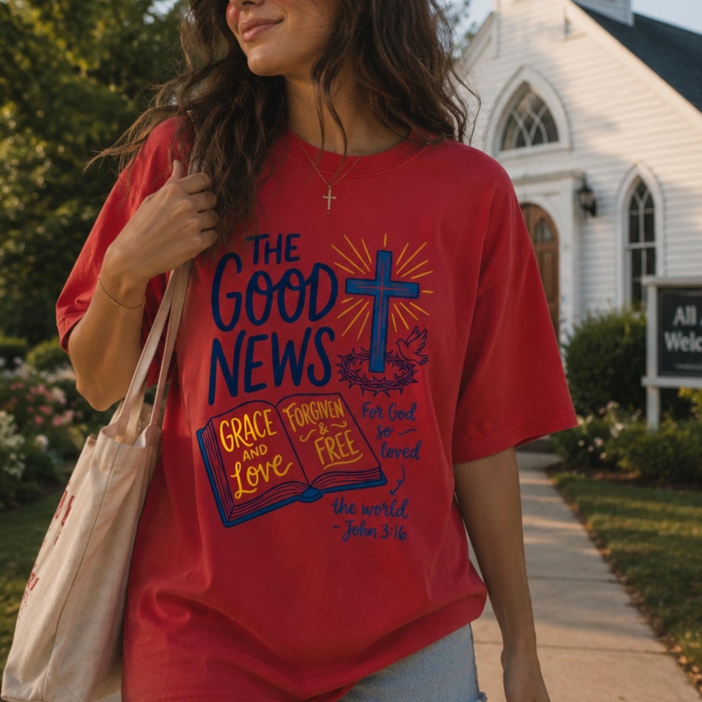 Christian Shirt for Women and Men, John 3:16 Graphic Tee, Faith Based Jesus Cross Bible Verse, Religious Gift for Mom, Dad