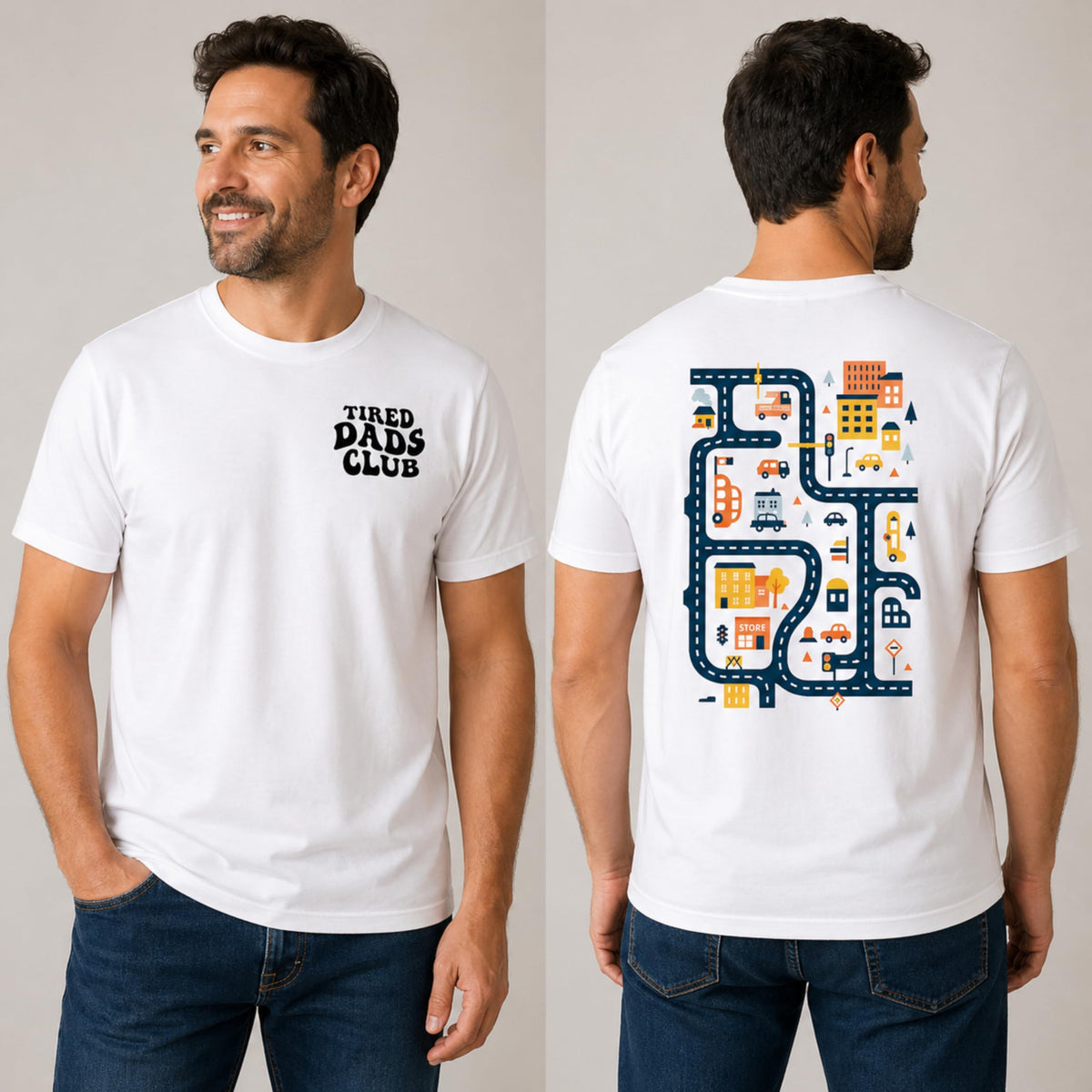 Tired Dads Club Shirt, Play Cars On Dad's Back Mat Road Car Race Track Shirt, Gift for Father