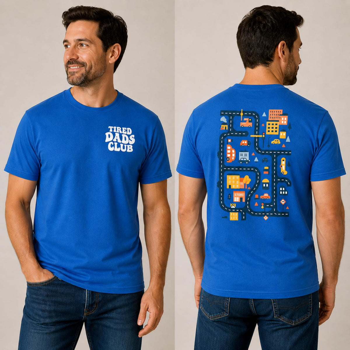 Tired Dads Club Shirt, Play Cars On Dad's Back Mat Road Car Race Track Shirt, Gift for Father