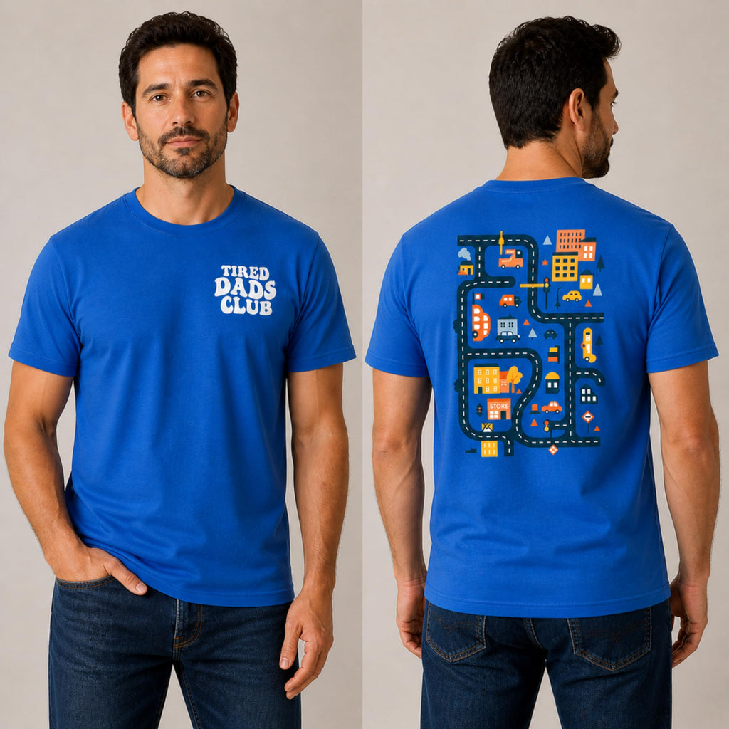 Tired Dads Club Shirt, Play Cars On Dad's Back Mat Road Car Race Track Shirt, Gift for Father