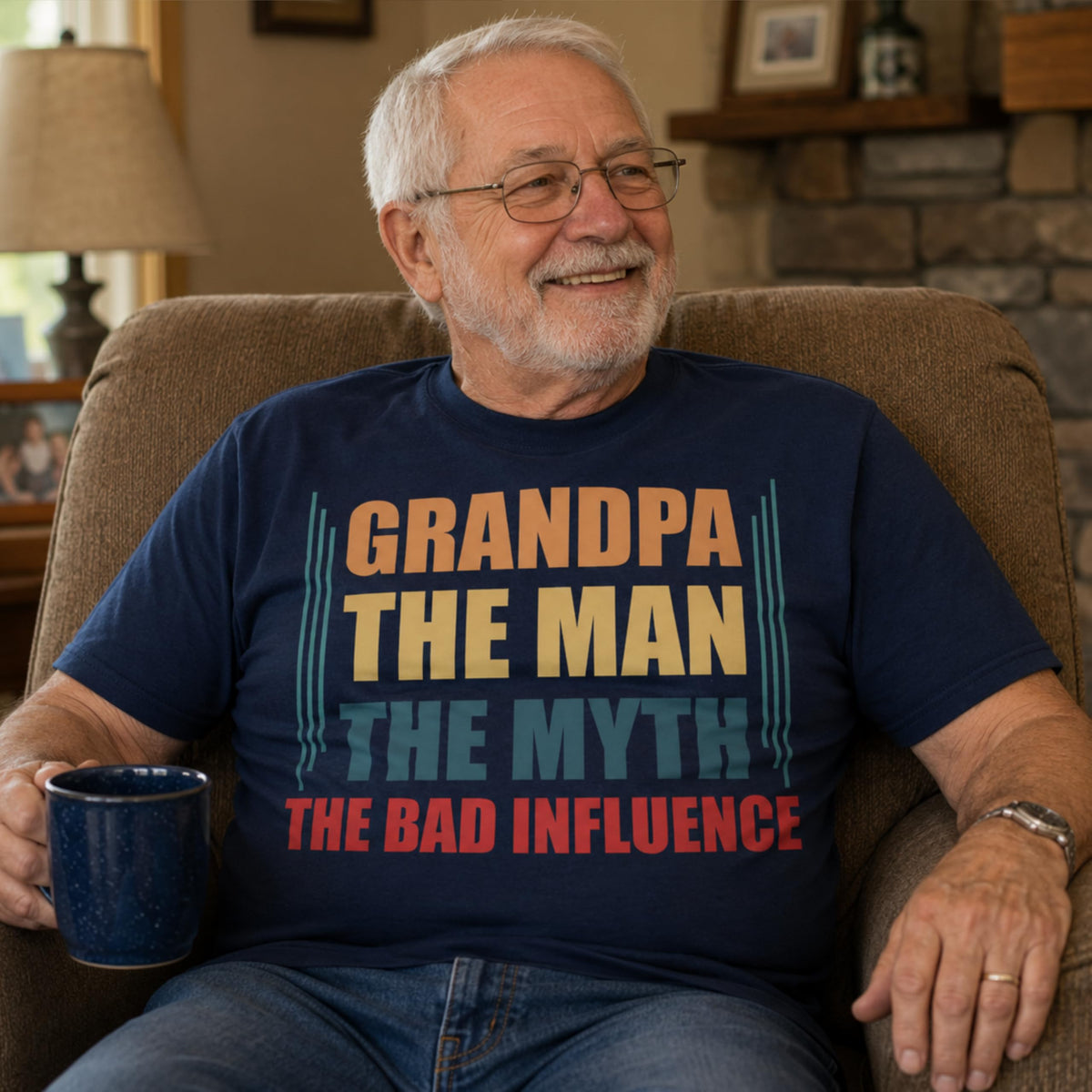 Funny Grandpa Shirt, The Man The Myth The Bad Influence, Graphic T-Shirt