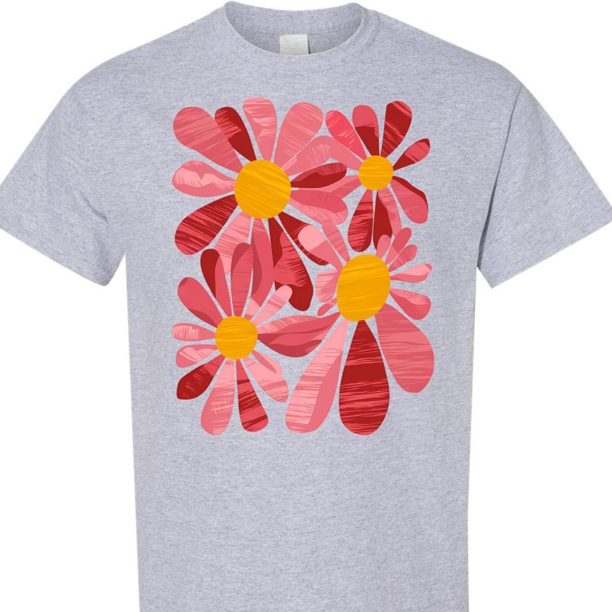 Cute Pink Floral Graphic Tee for Women, Vintage Daisy Flower T-Shirt, Spring Summer Casual Shirt